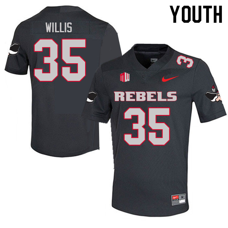Youth #35 Christian Willis UNLV Rebels College Football Jerseys Sale-Charcoal - Click Image to Close
